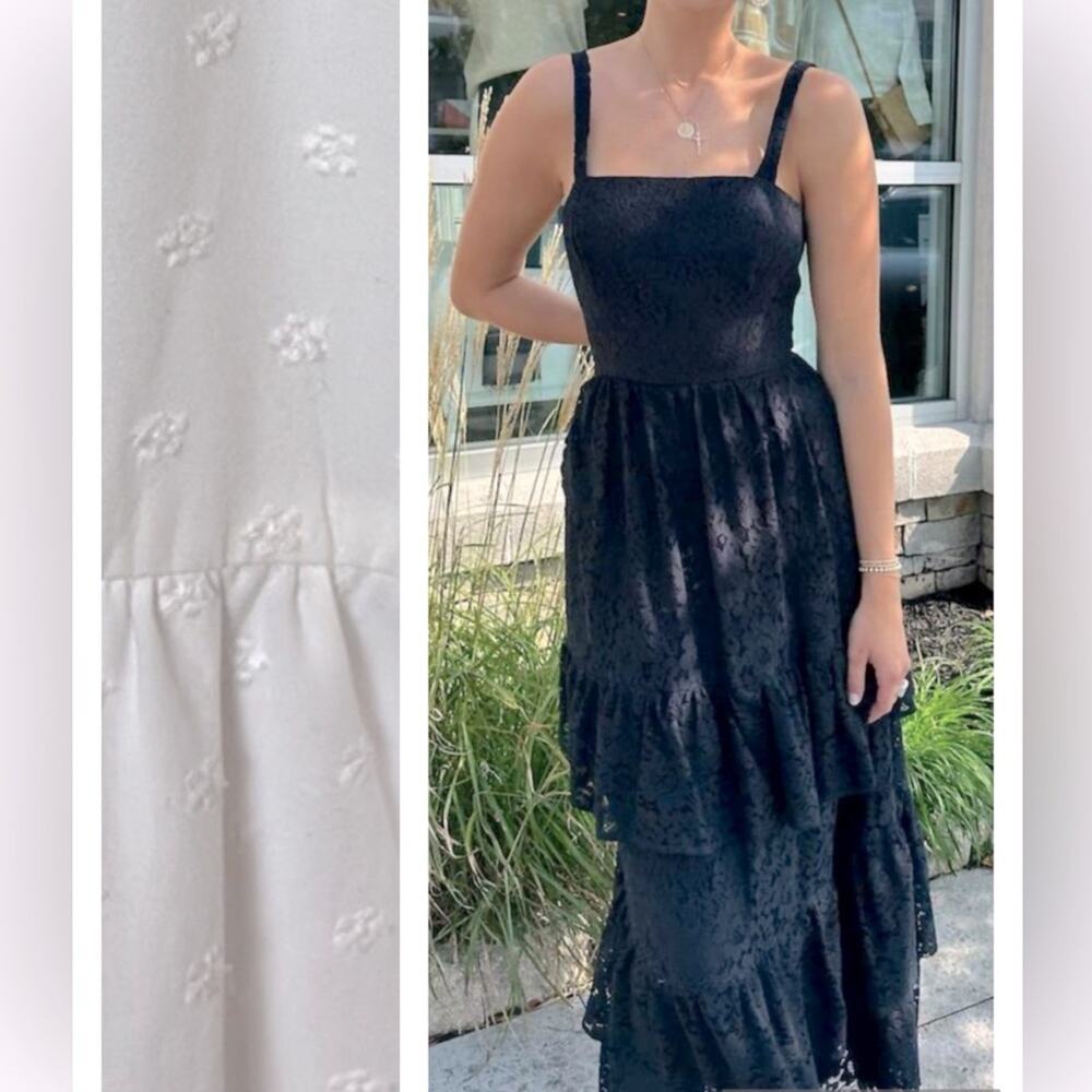 NWT Corey Lynn Calter Marisol WHITE dotted ruffle tier maxi dress